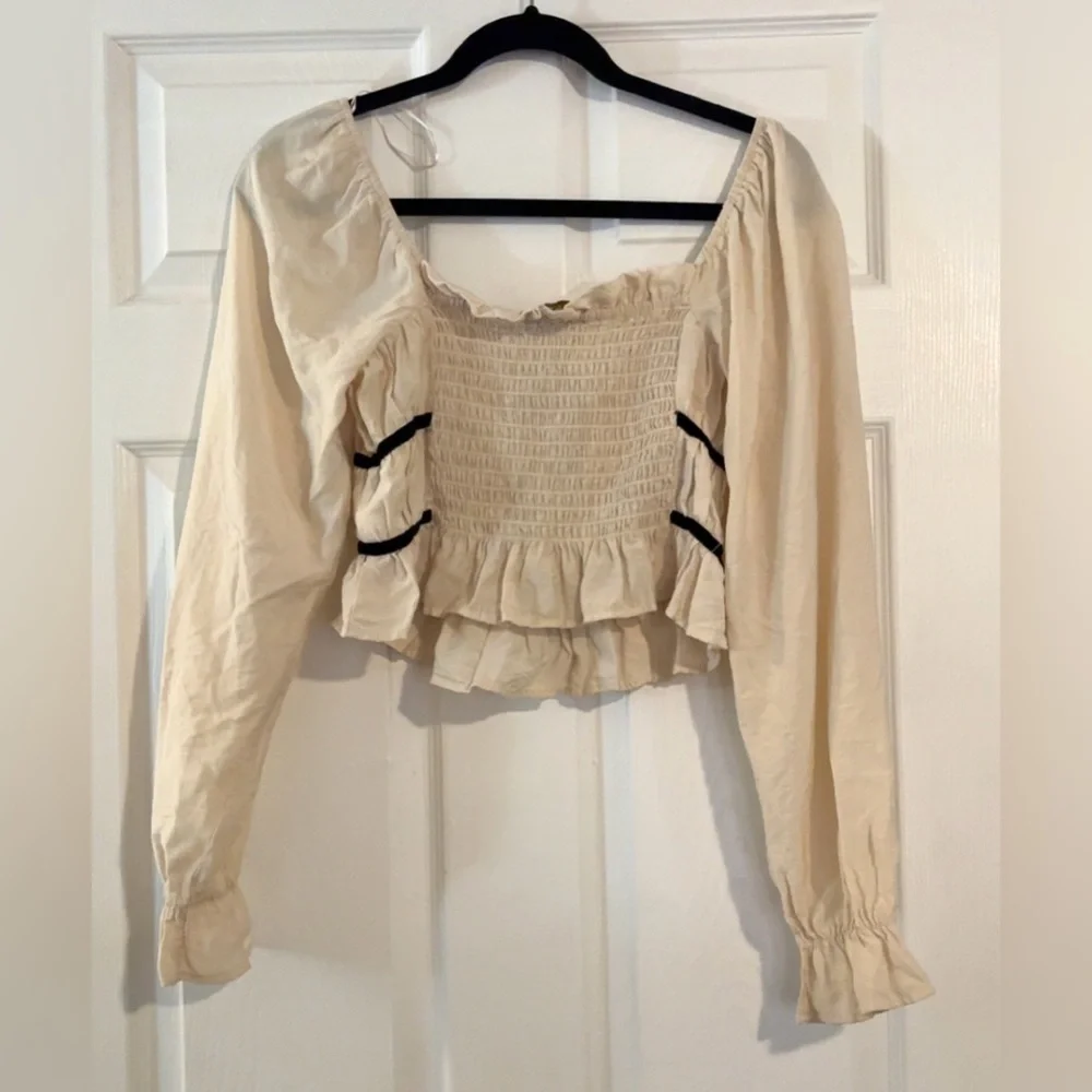 Thirty/Thirty Milkmaid Womens Top Long Puff Sleeves Size Medium - Picture 4 of 4